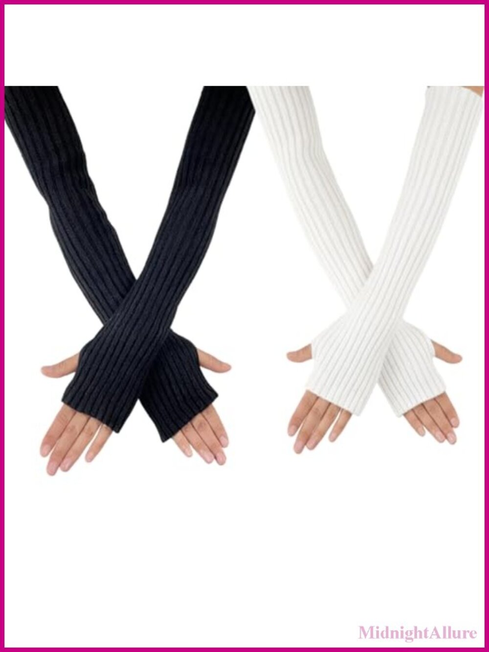 Fingerless Arm Warmers Knit Thumb Hole Long Sleeves Women Winter